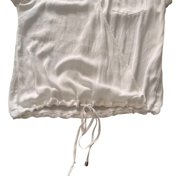 Next Size 8 Ivory Faux Wrap Short Sleeve Blouse VNext Polyester Career Summer To - Picture 4 of 9